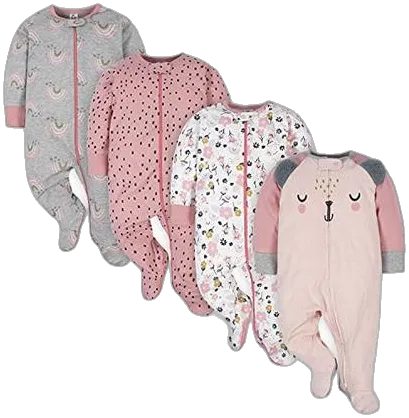 Gerber Baby Girls 4-Pack Sleep 'N Play Footie